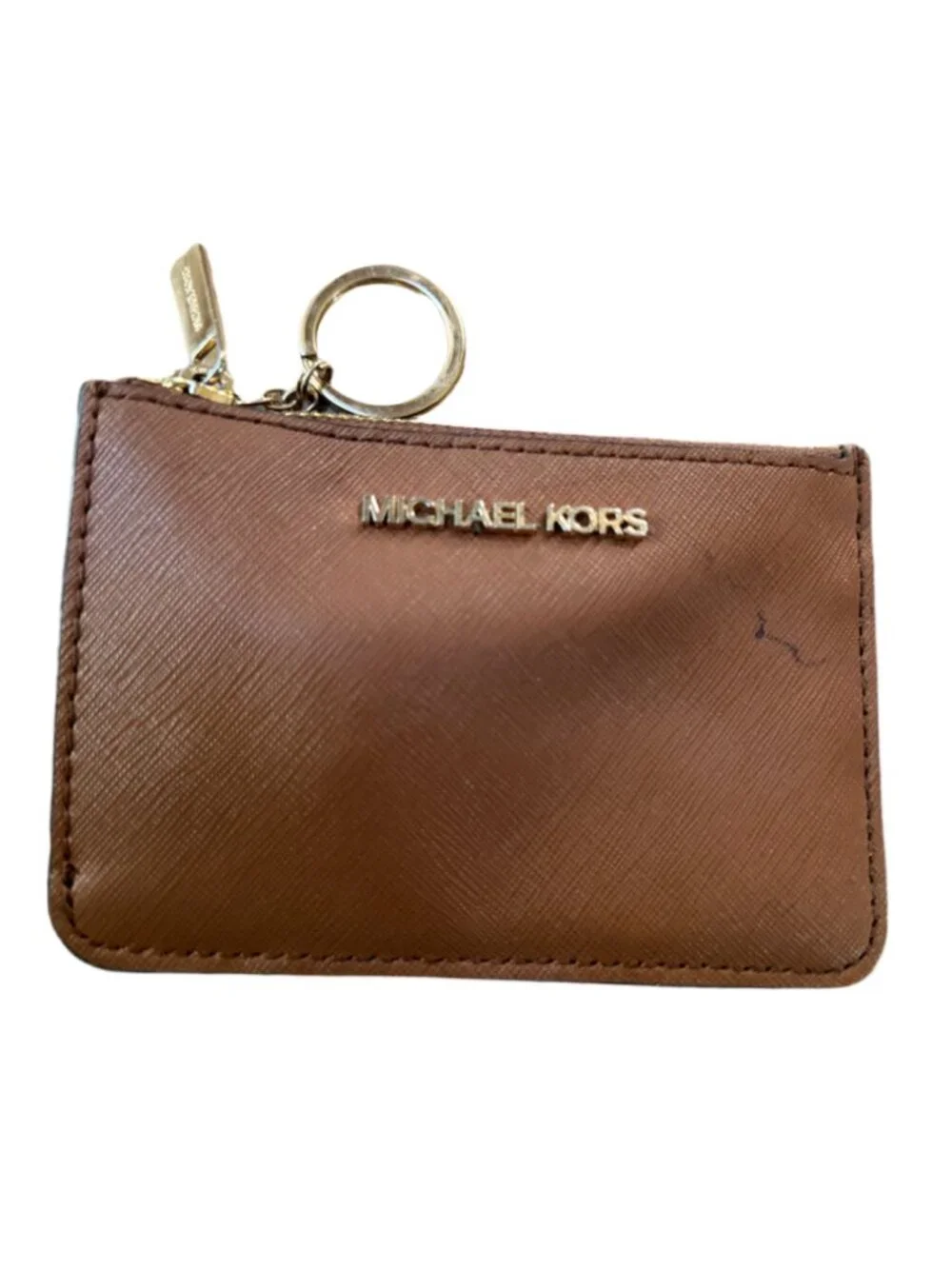 Michael Kors Brown Saffiano Leather Card Holder Wallet